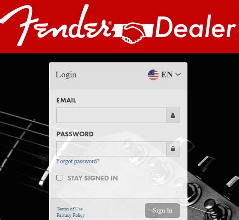 fender dealer login in.